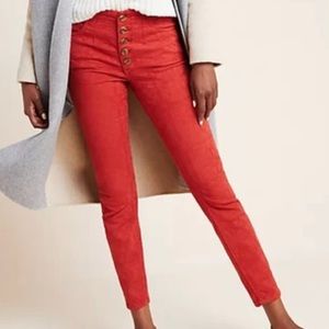 Anthropologie Pilcro embossed terracotta skinny ankle pants size 27